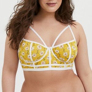 YELLOW DAISY LACE LONGLINE UNDERWIRE BRALETTE